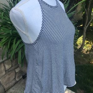 Black and White Striped Halter Top